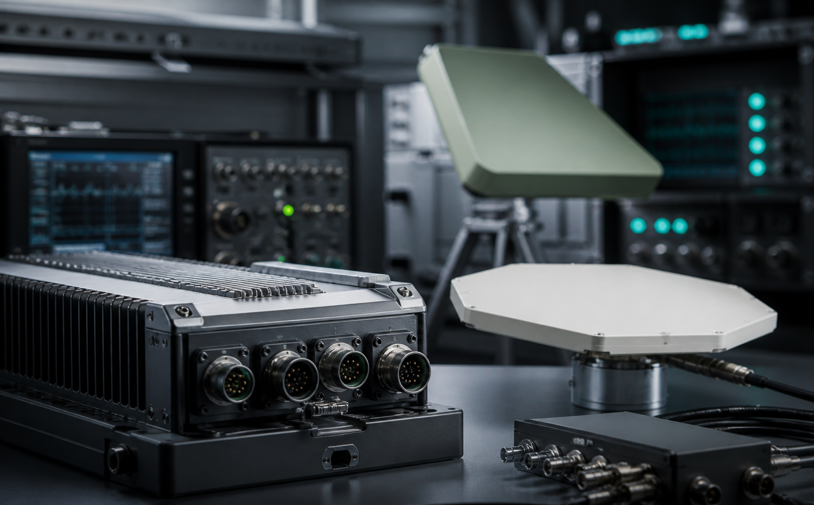 Secure technical planning workspace with electronics and documents